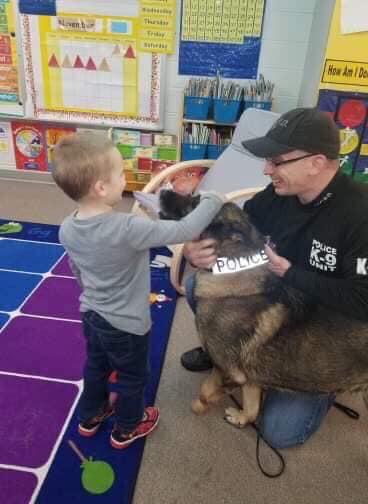 Officers Ace and Hopper at Allendale School